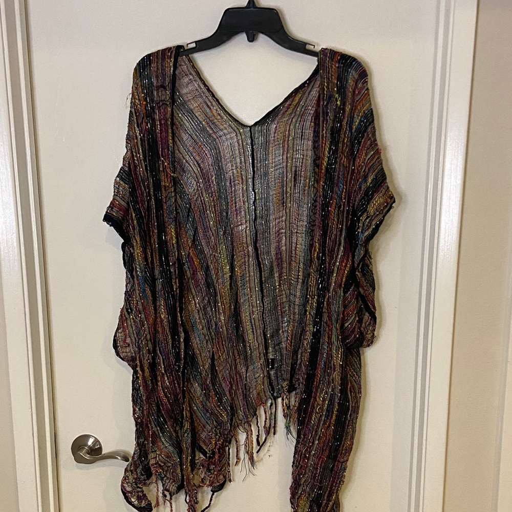 Multicolor Striped Poncho